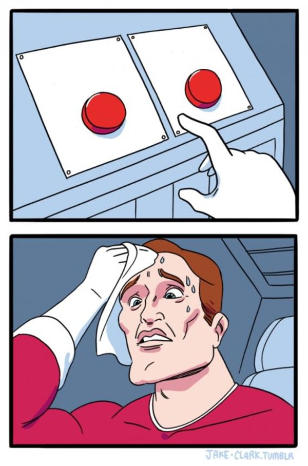 Two Buttons meme about Dixxon